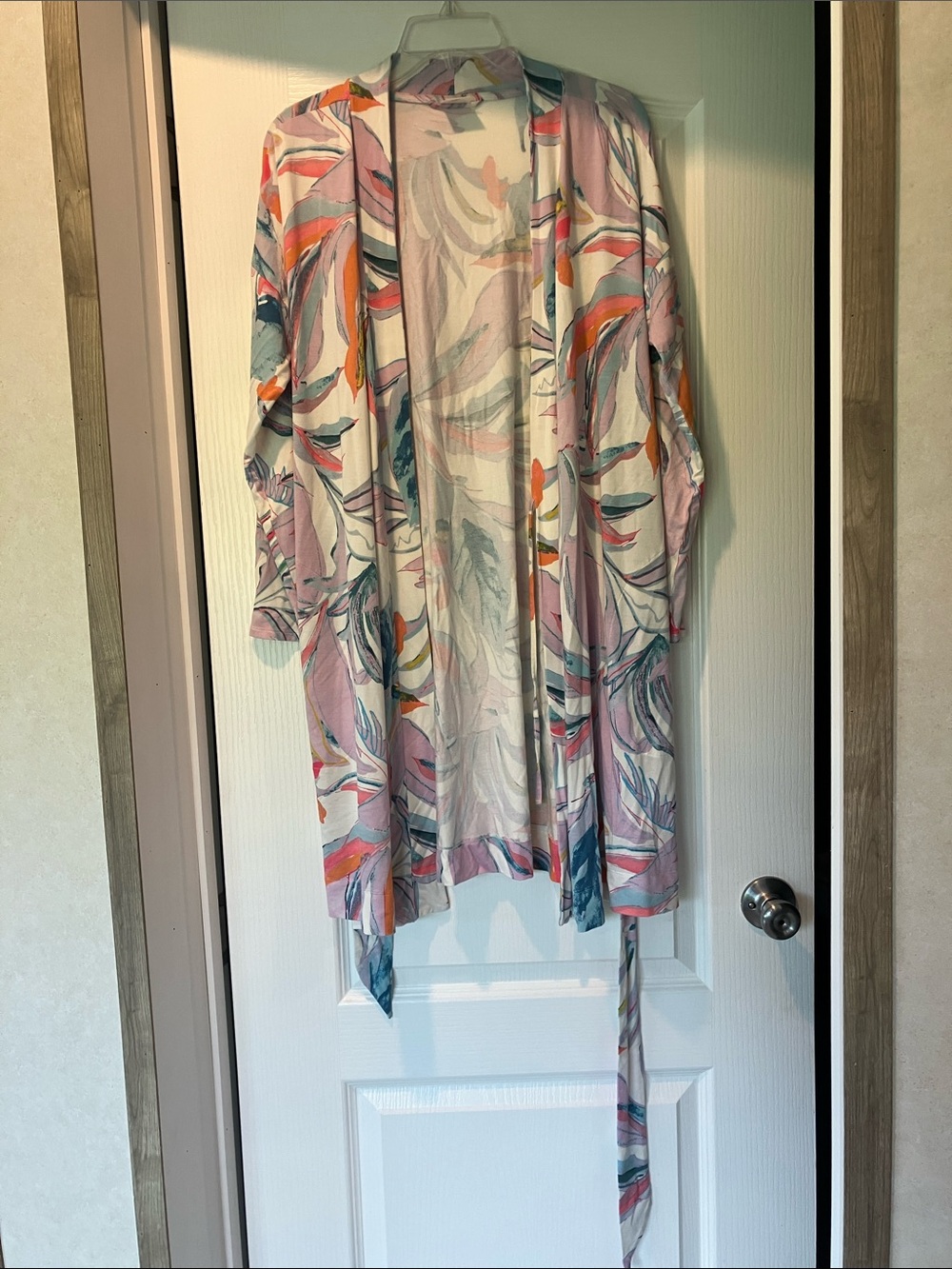 Soma Floral Watercolor Robe in Pink, Peach, Teal, Gray
